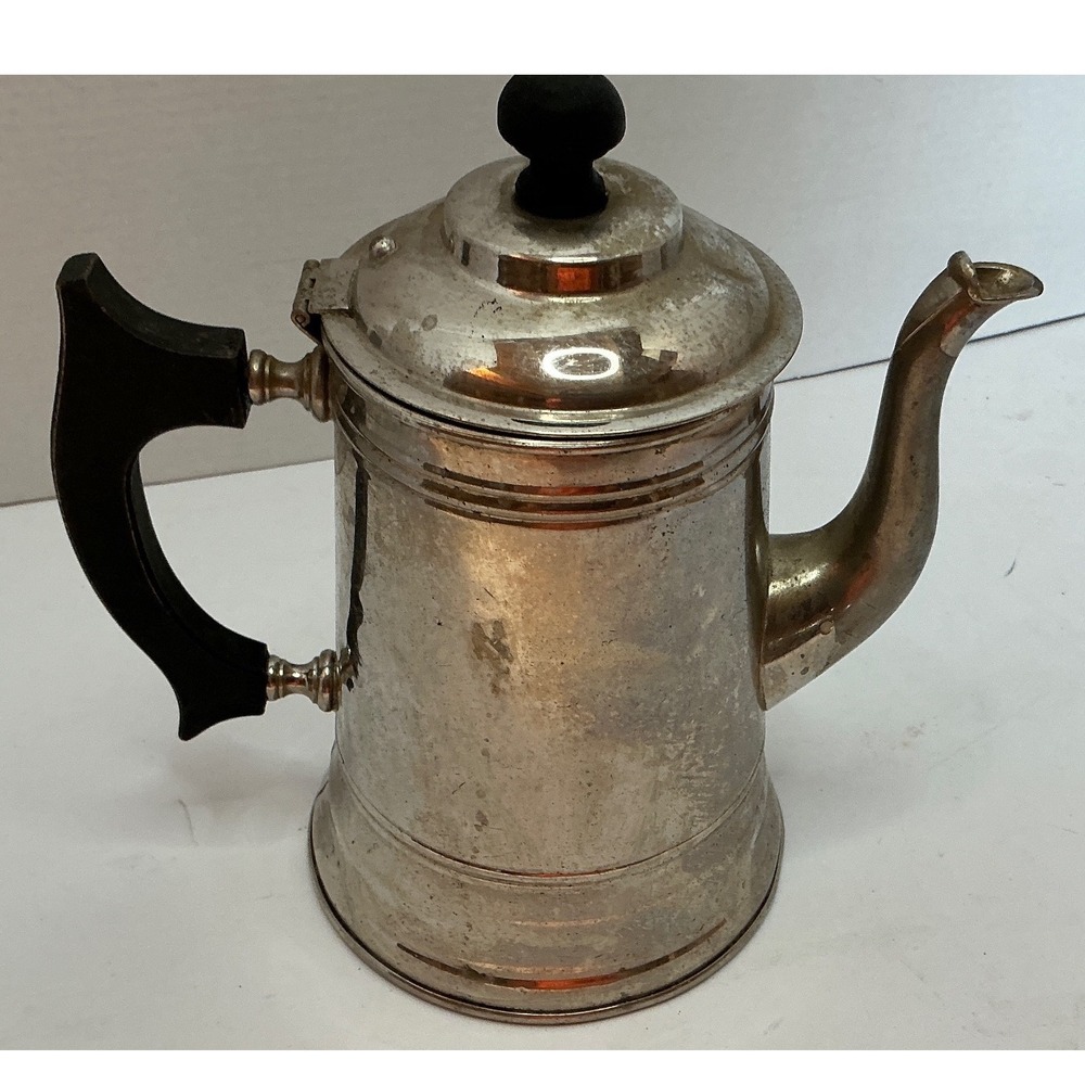Vintage Coffee Percolator Stovetop Pot Silver Tone Metal Farmhouse